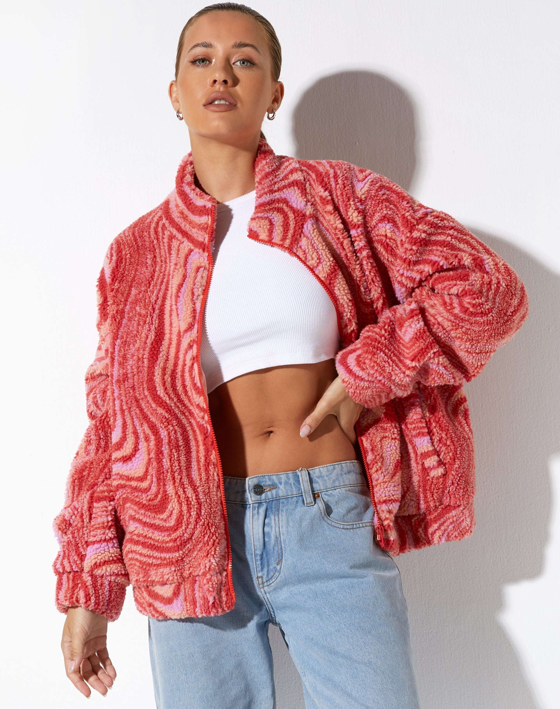 Image de la veste Nereo en rose ondulé