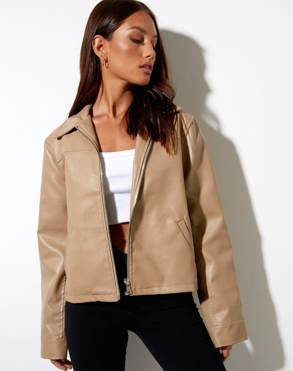 Veste Nerissa en PU marron clair