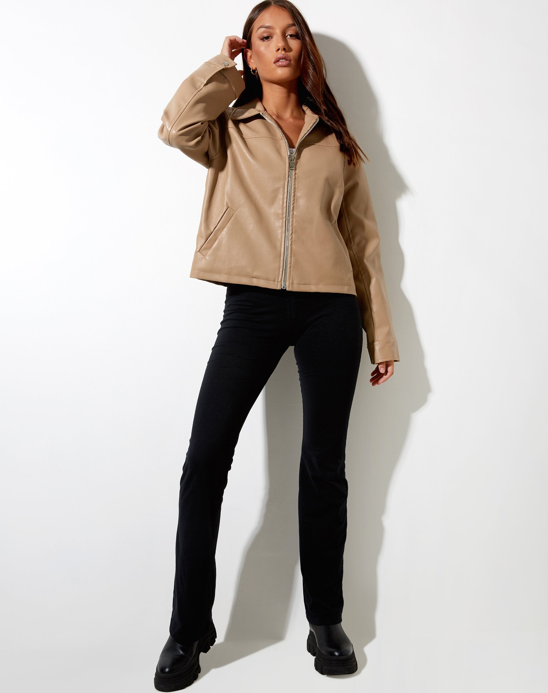 Image de la veste Nerissa en PU Light Brown