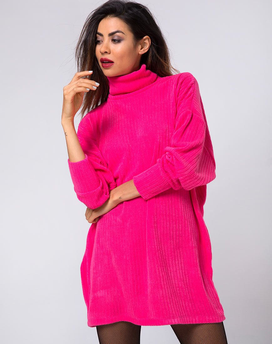 Pull oversize Neve en tricot côtelé rose