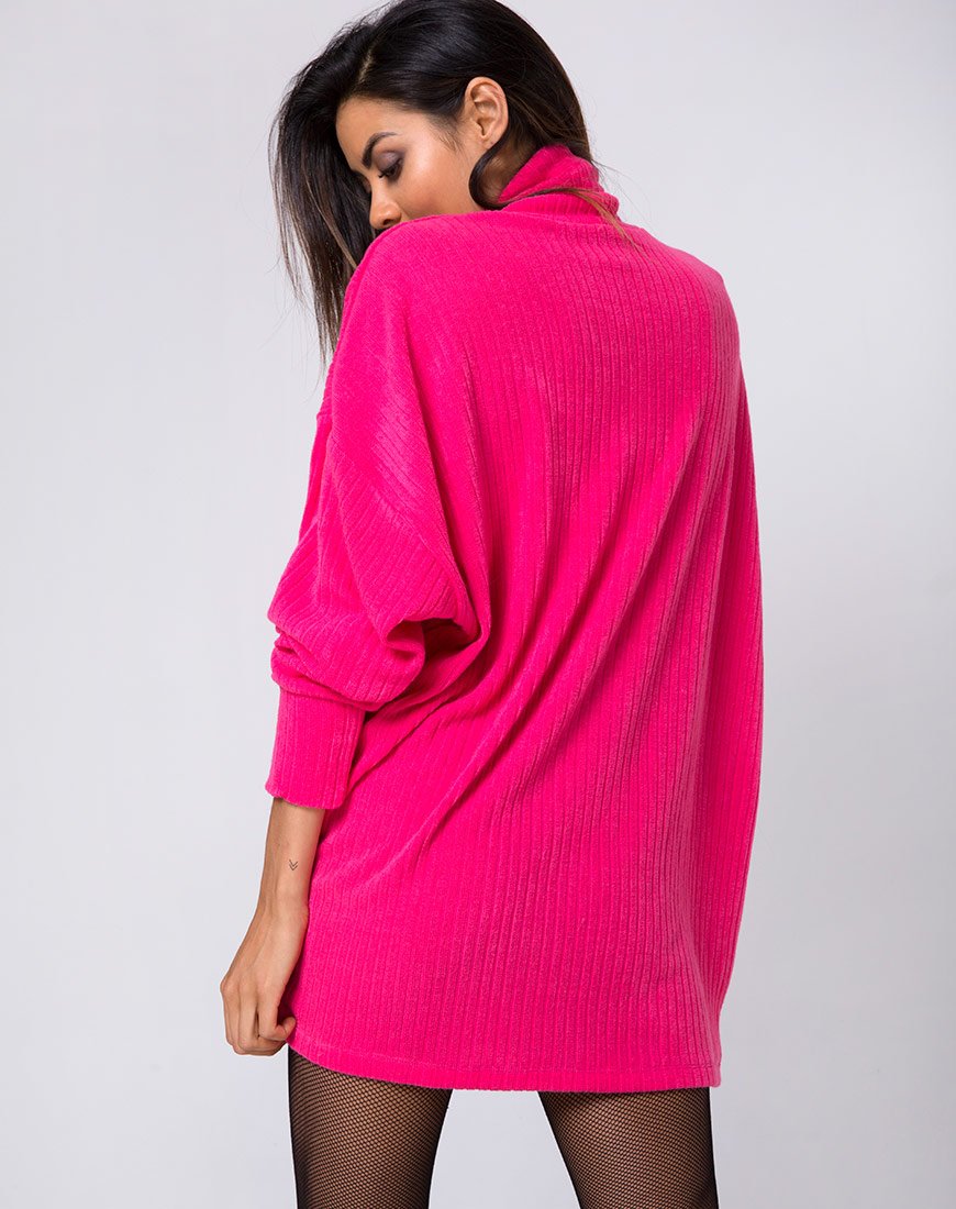Pull oversize Neve en tricot côtelé rose