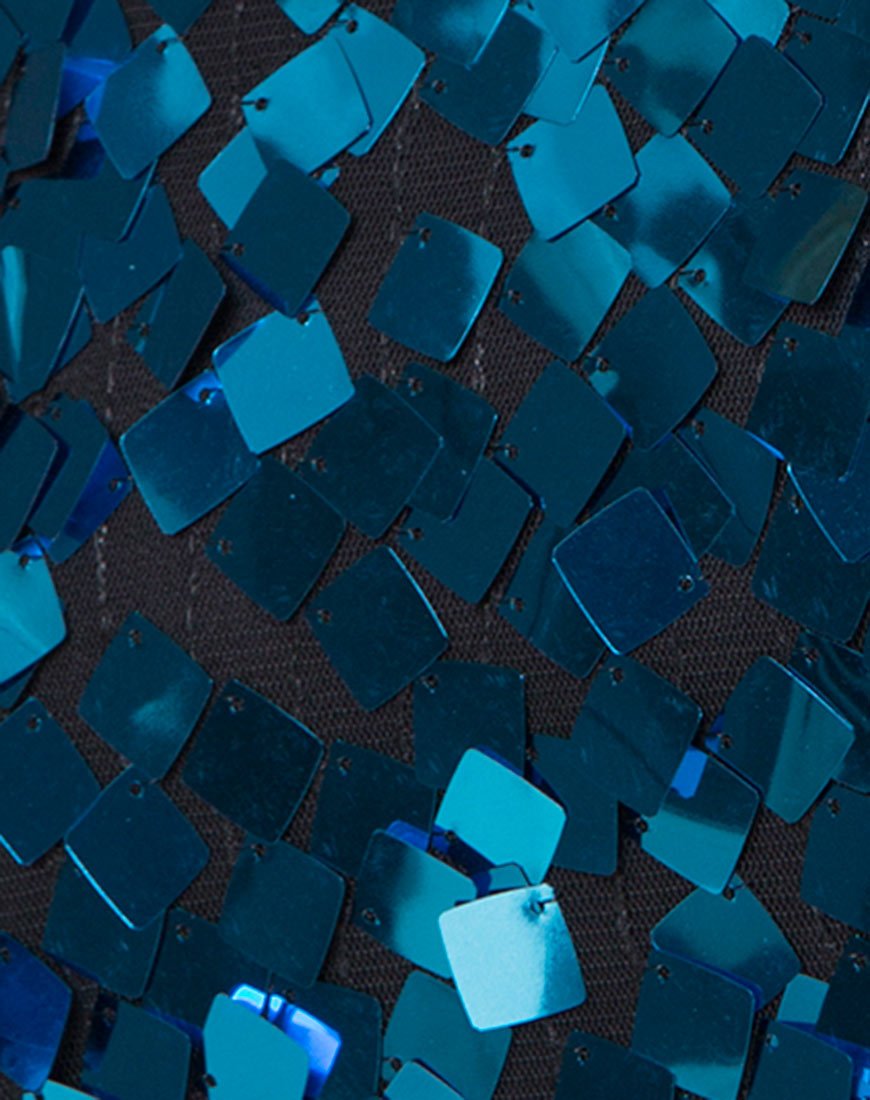 Image of Frankie Slip Dress in Square Sequin Teal