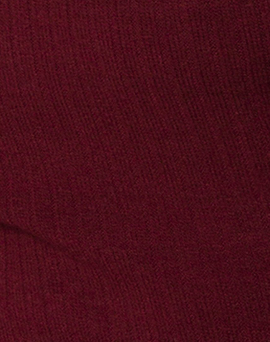 Image of Niani Cold Shoulder Bodice in Rib Knit Burgundy