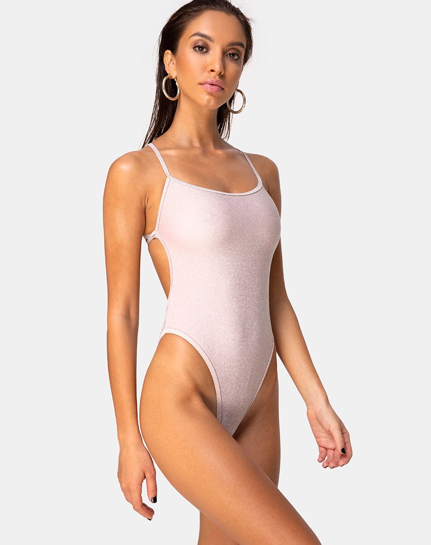 Maillot de bain Nicole, rose pailleté