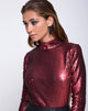 Image de Nix Bodice Backless en Fishcale Matte Sequin Wine