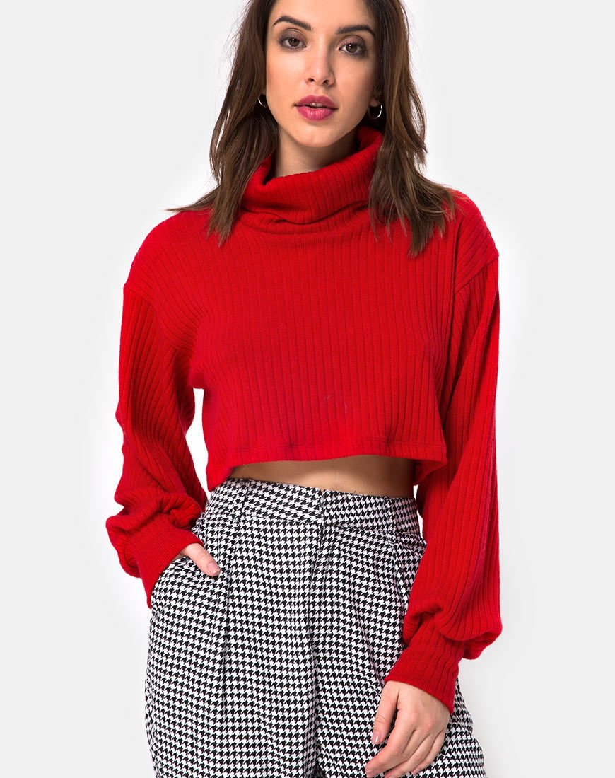 Image de Nizer High Neck Jumper in Red