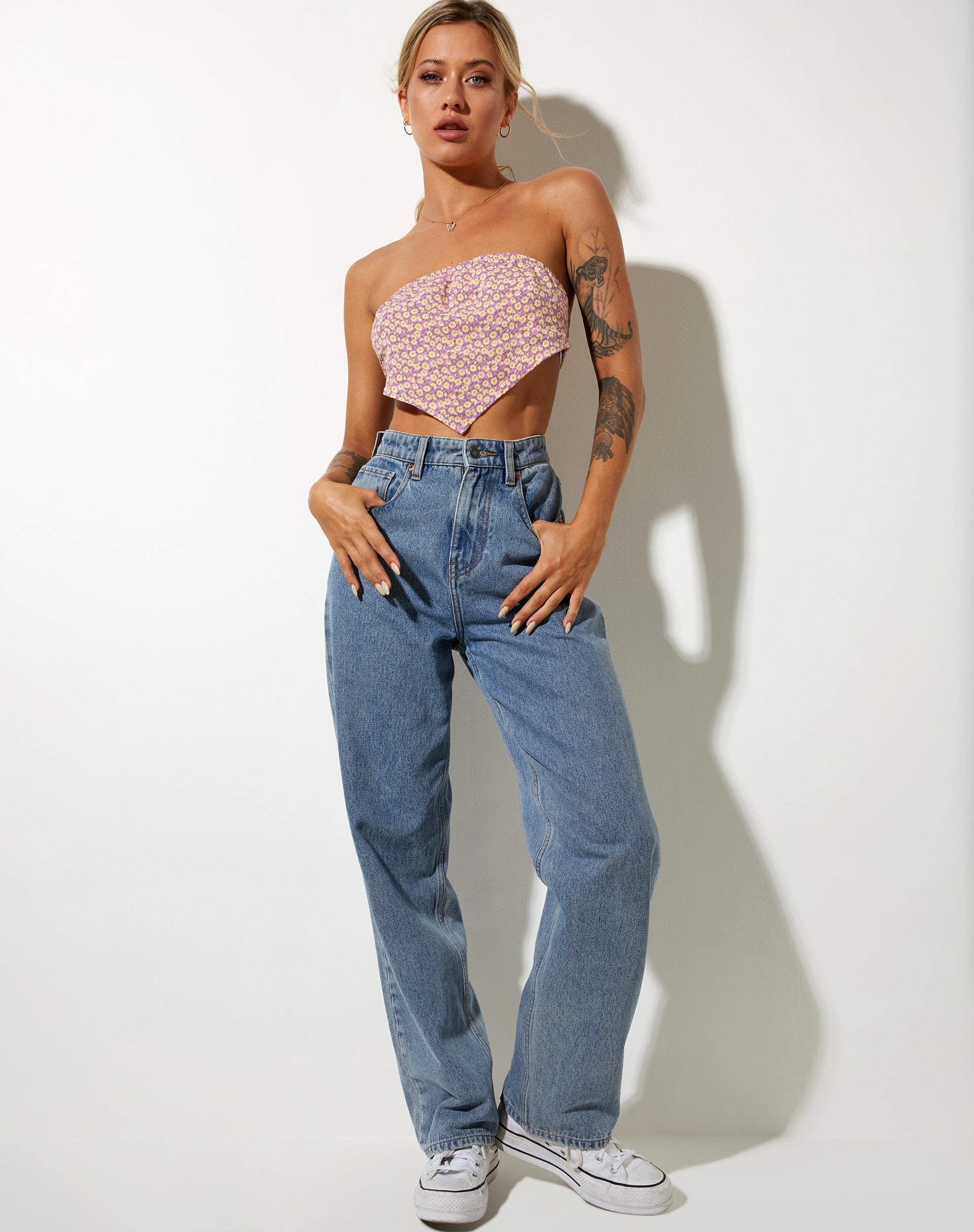 Image de Nolda Crop Top in Flower Fun Lilac Lemon