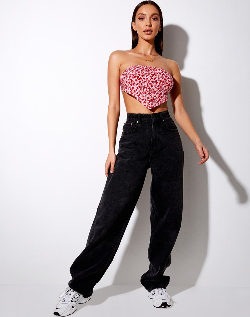 Image de Nolda Top in Ditsy Butterfly Peach and Red