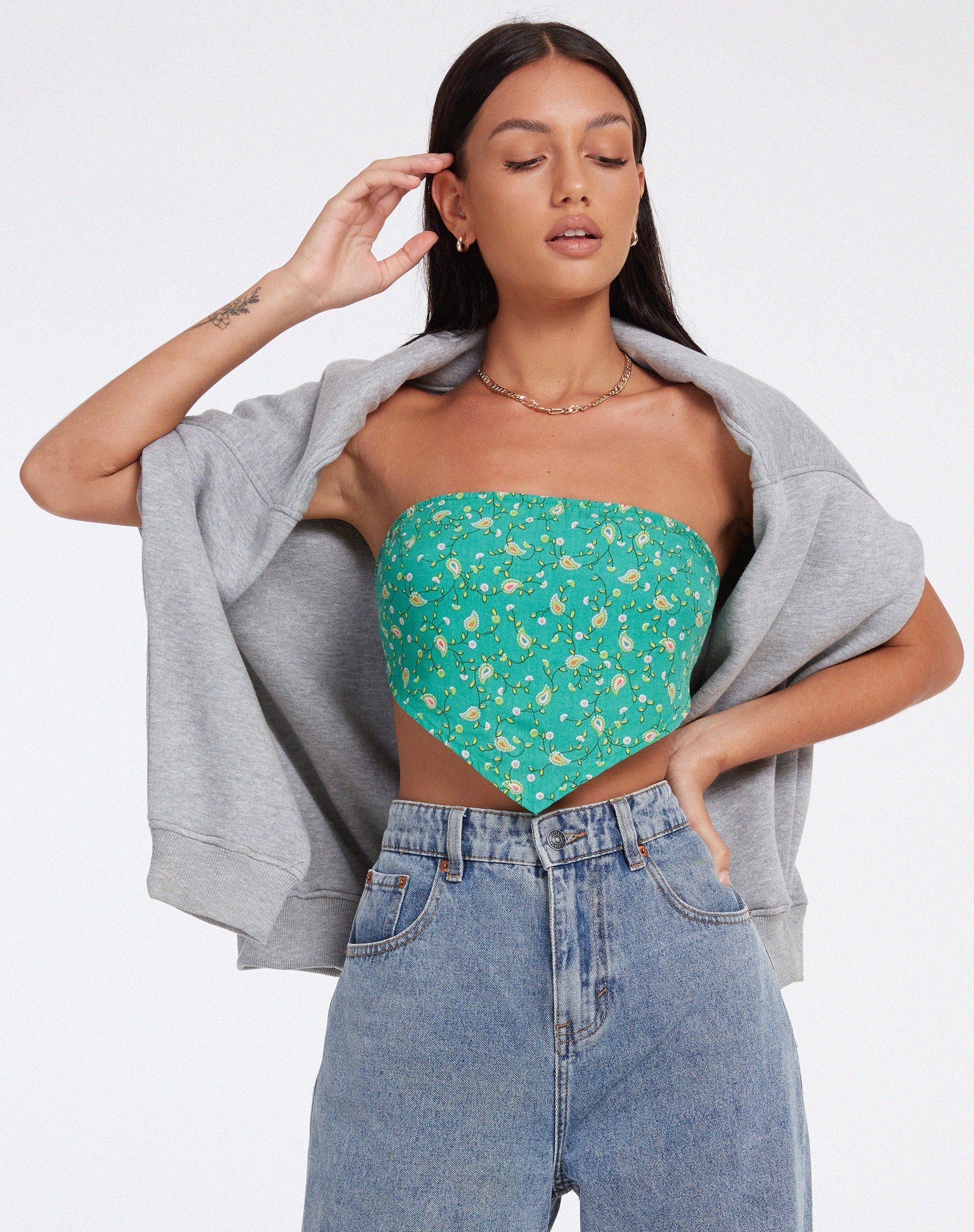 Image de Nolda Crop Top in Paisley Fun Green