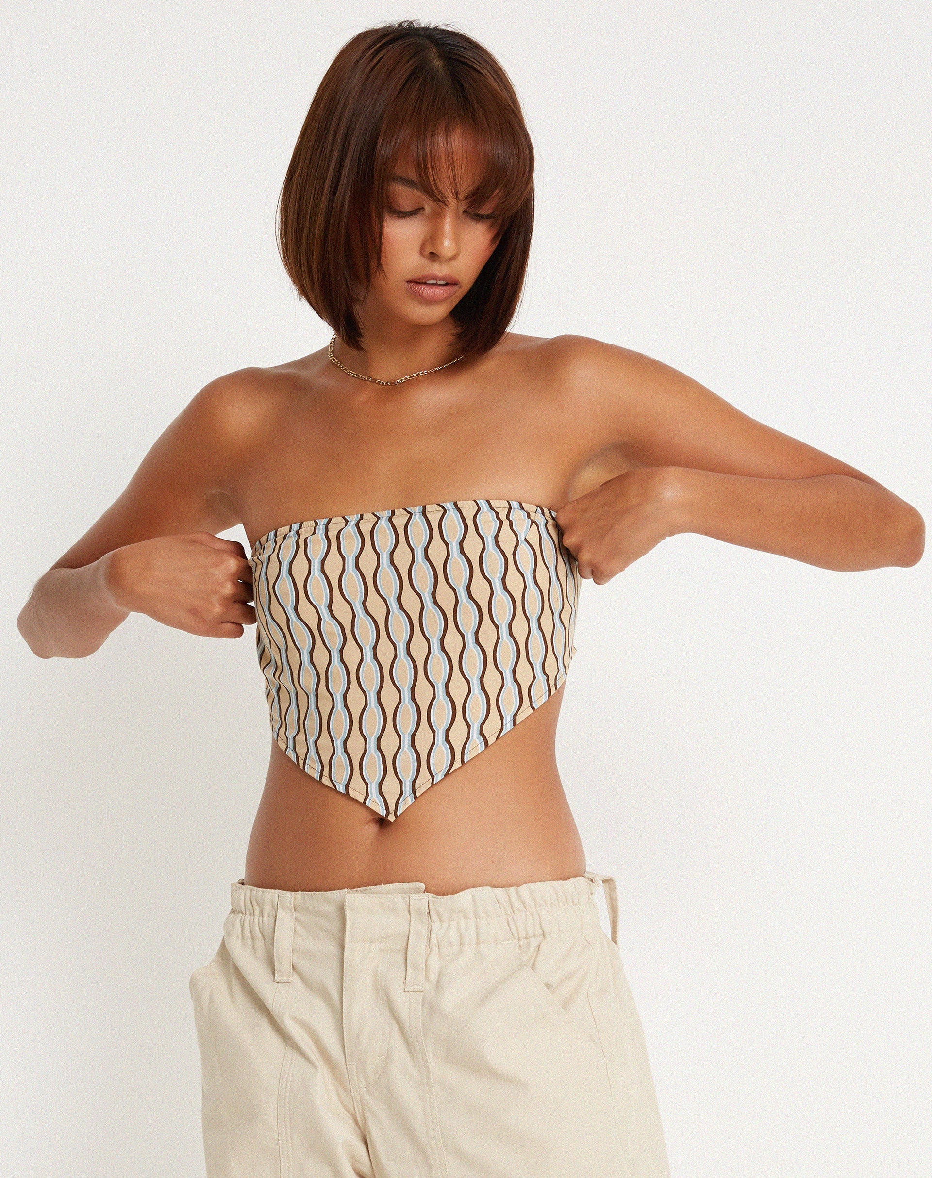 Image de Nolda Crop Top in Preppy Geo Brown