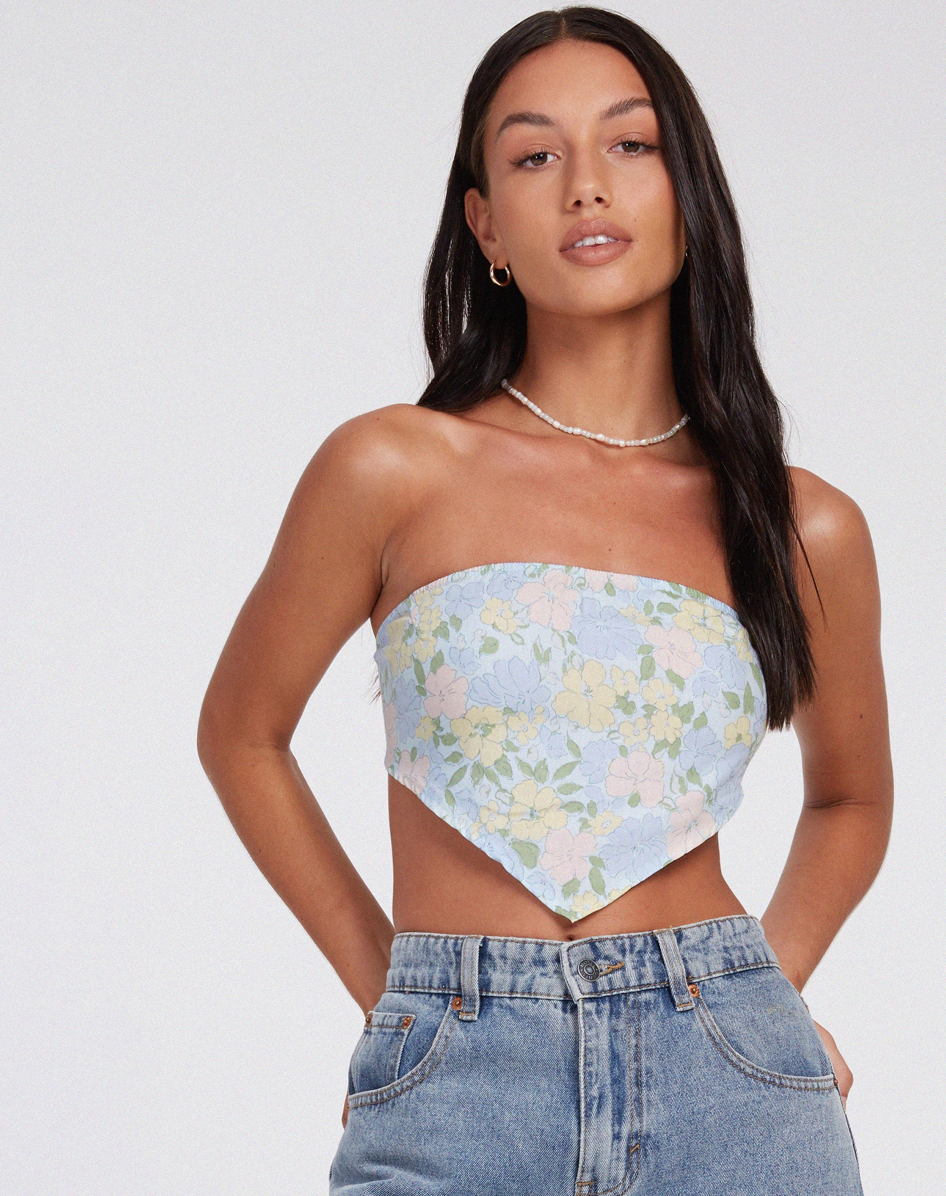 image de Nolda Crop Top in Washed Out Pastel Floral