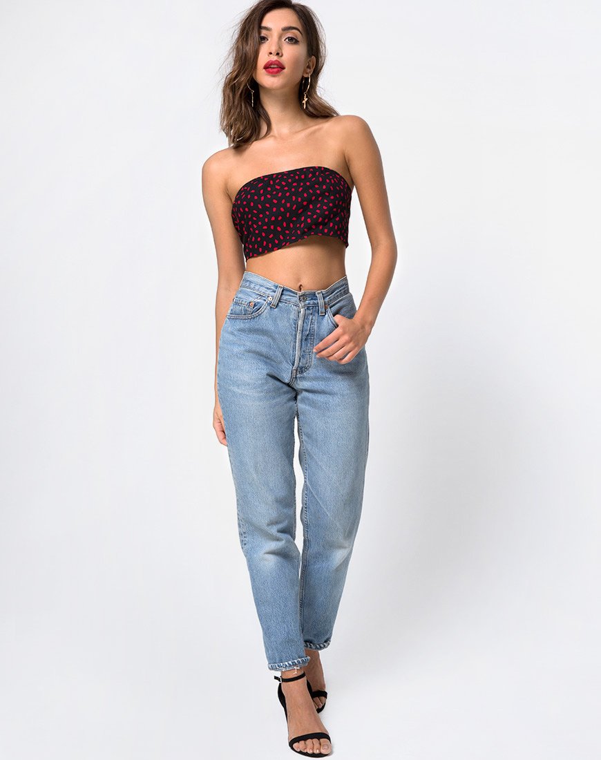 Image de Nolia Tube Top in Mini Diana Dot Black and Red