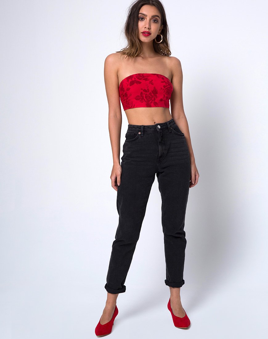 Image de Nolia Tube Top in Tonal Floral Red