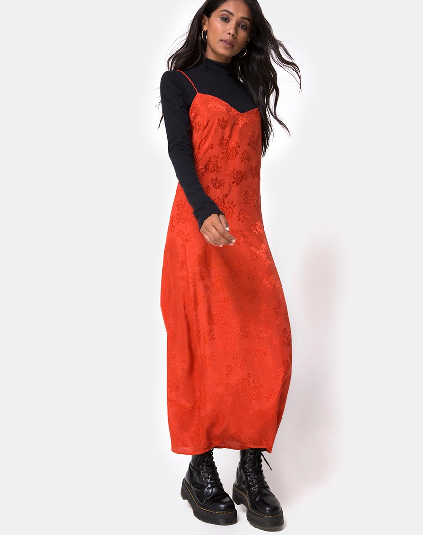 Image de Nolity Midi Dress in Satin Rust Rose