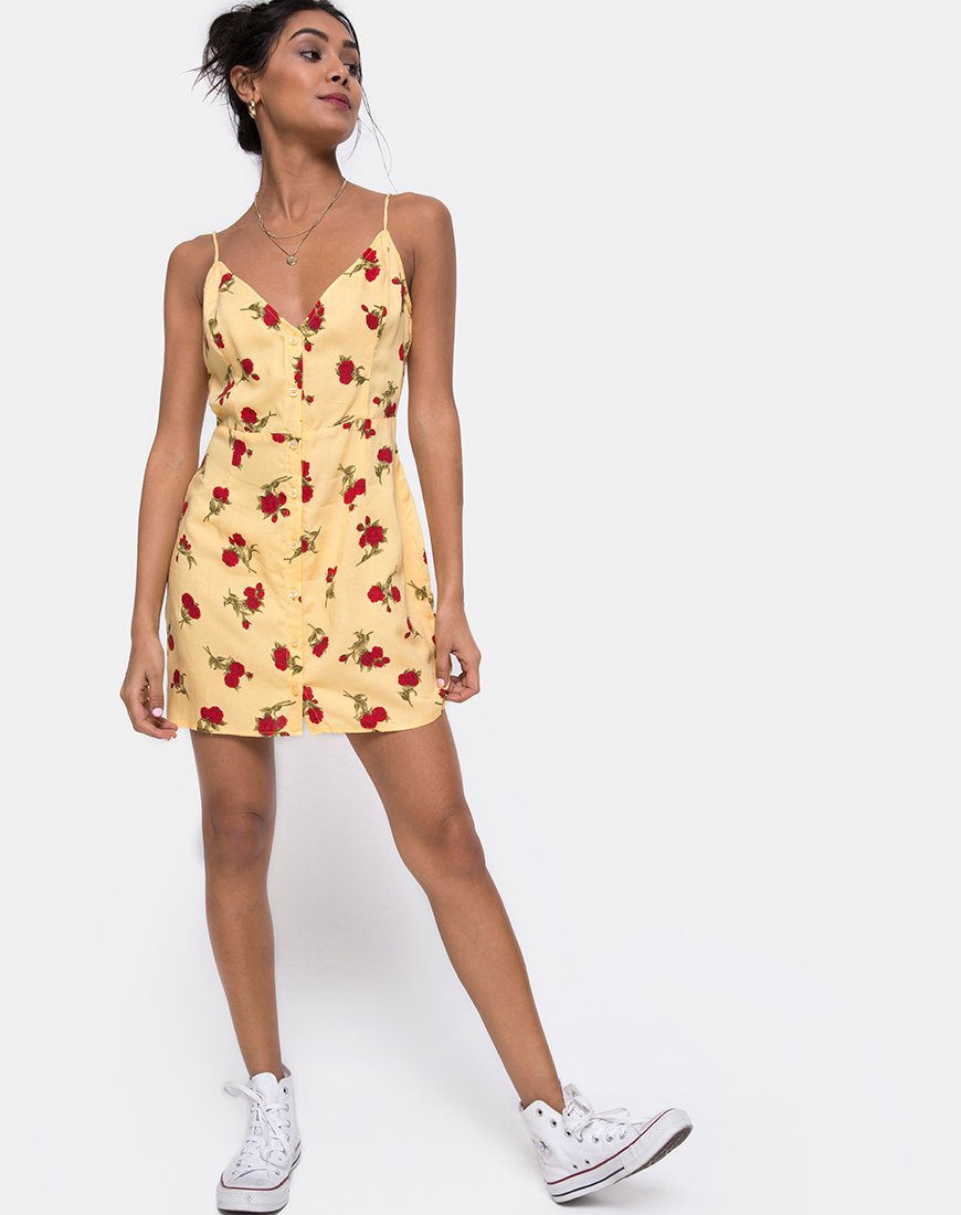 Image de Novia Slip Dress in Falling Rose Yellow