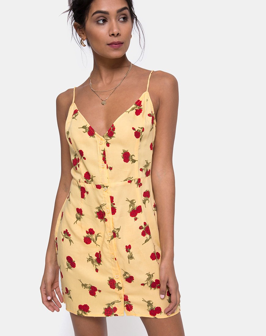 Image de Novia Slip Dress in Falling Rose Yellow