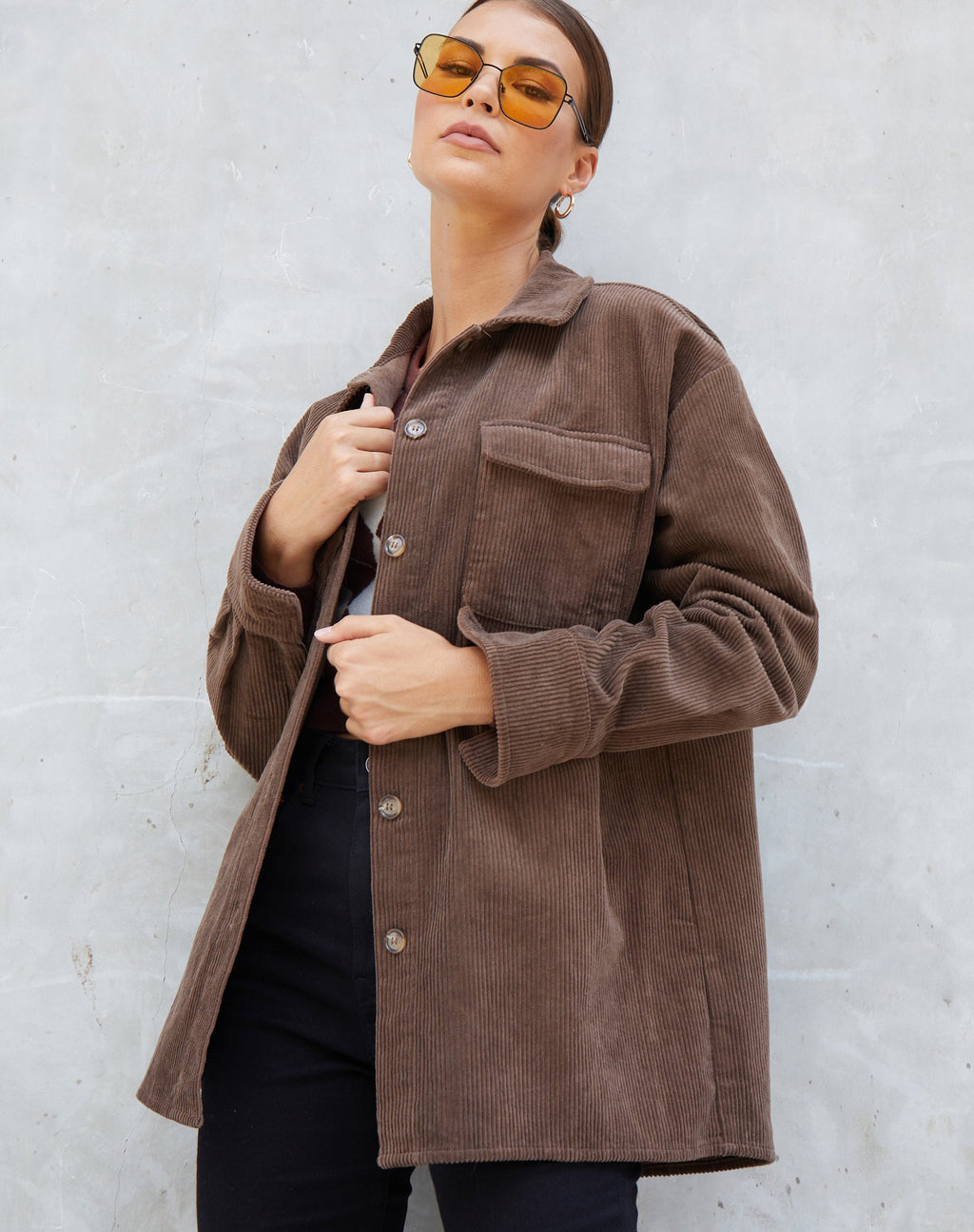 Chemise Marcy, velours côtelé, marron