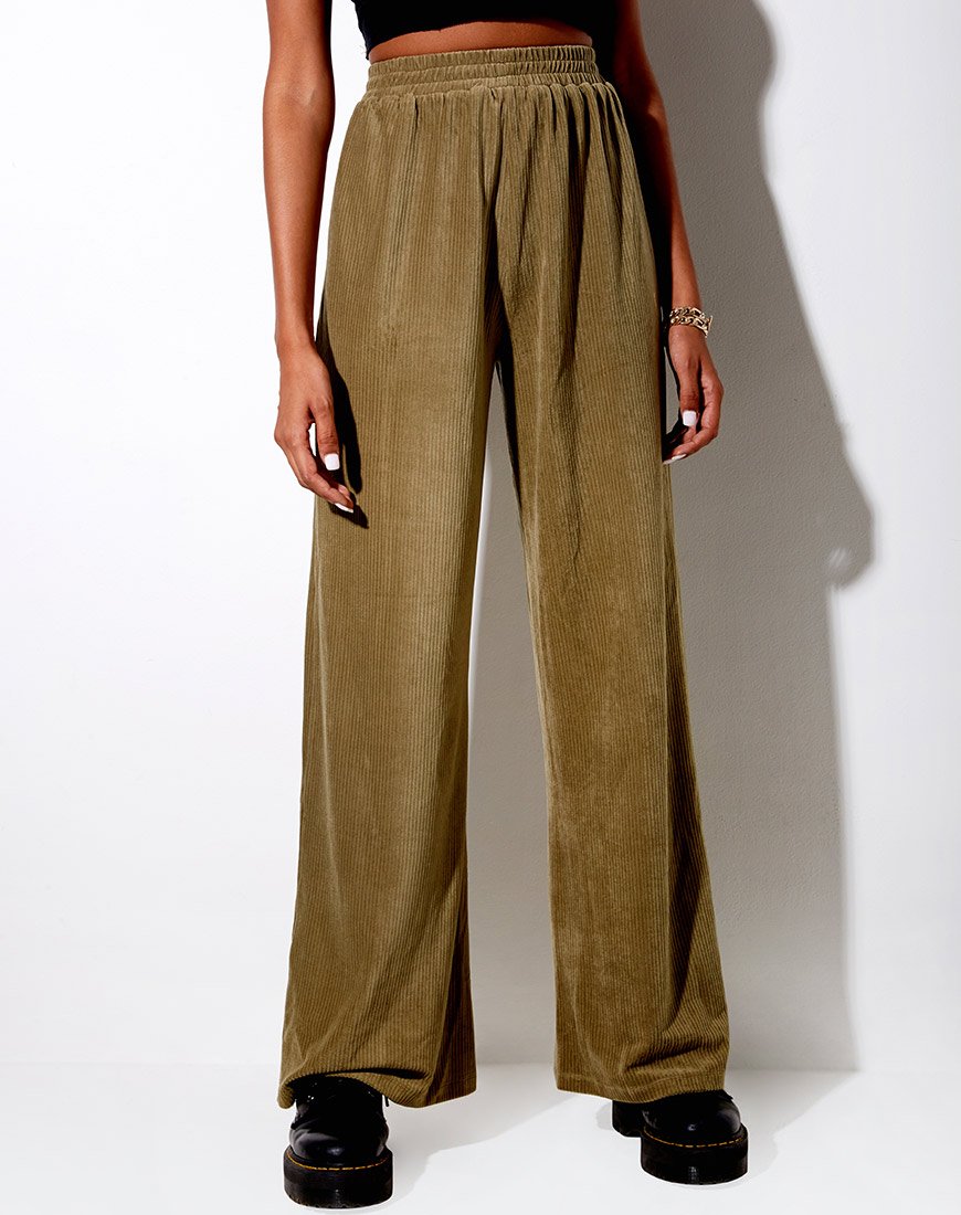 Pantalon Obeli en velours côtelé kaki