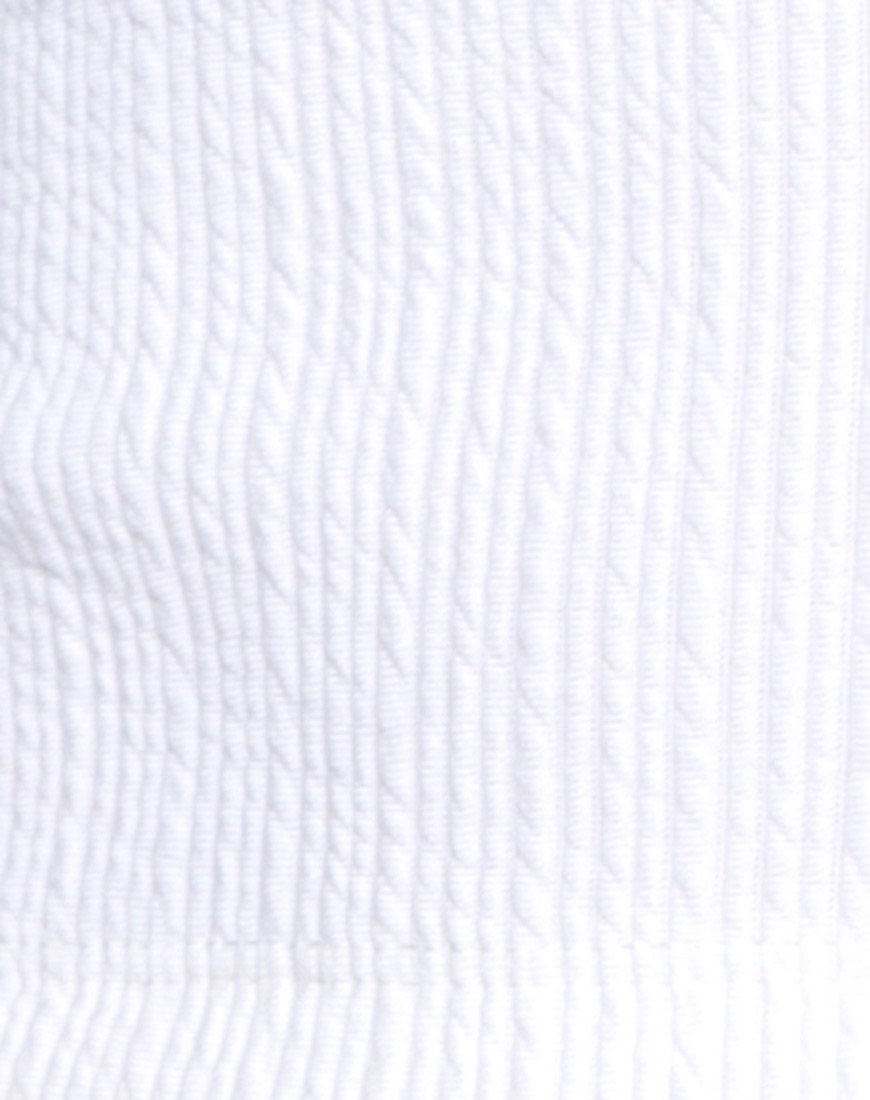 Image of Okie Off The Shoulder Crop Top in Multi Rib Ivory
