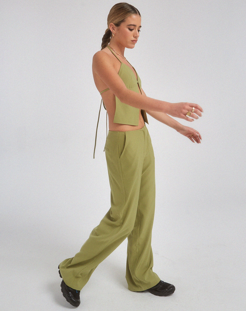 MOTEL X OLIVIA NEILL Pantalon large Amadi en tailleur Seamfoam Green