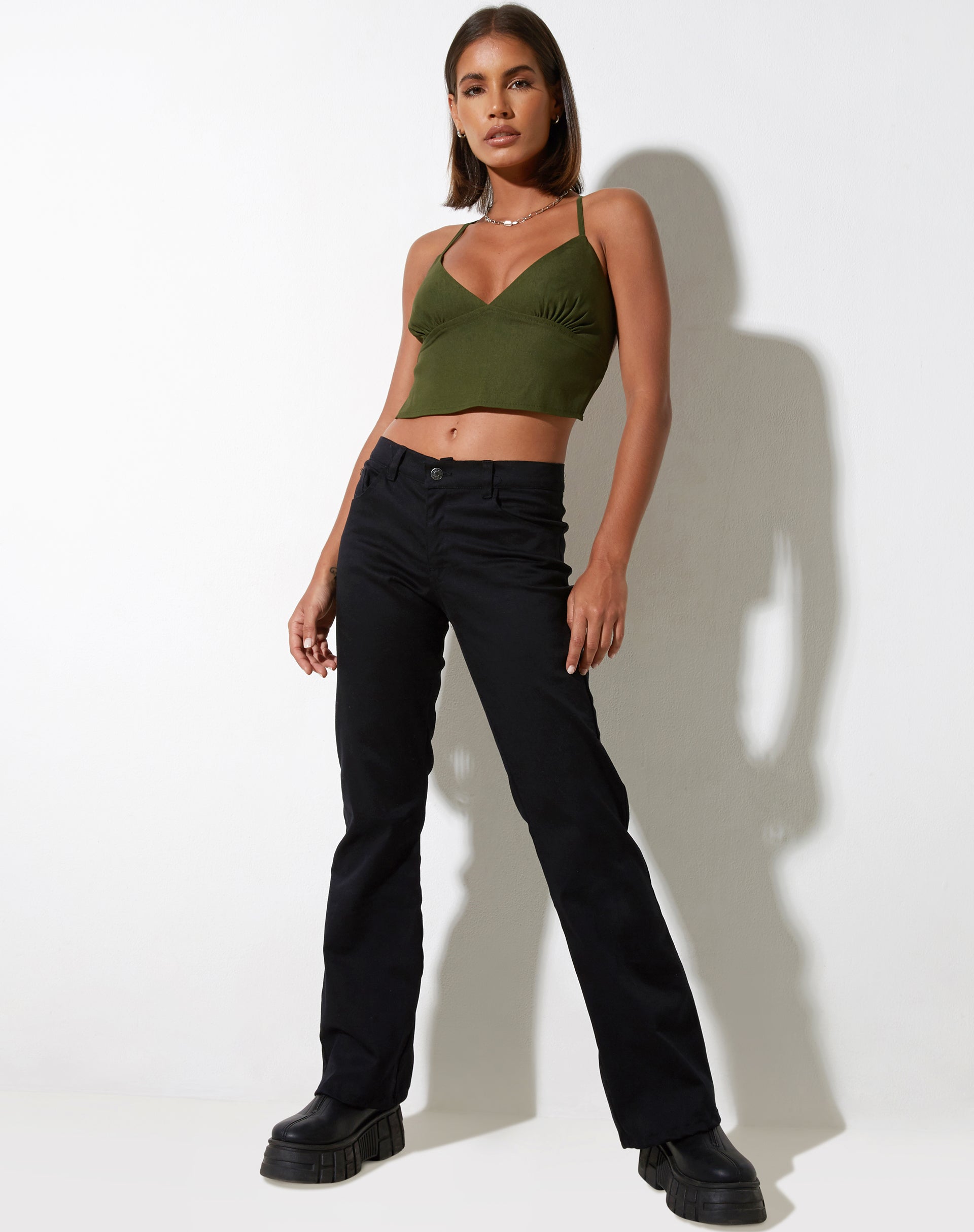 Image de Ombe Crop Top en Tailoring Olive