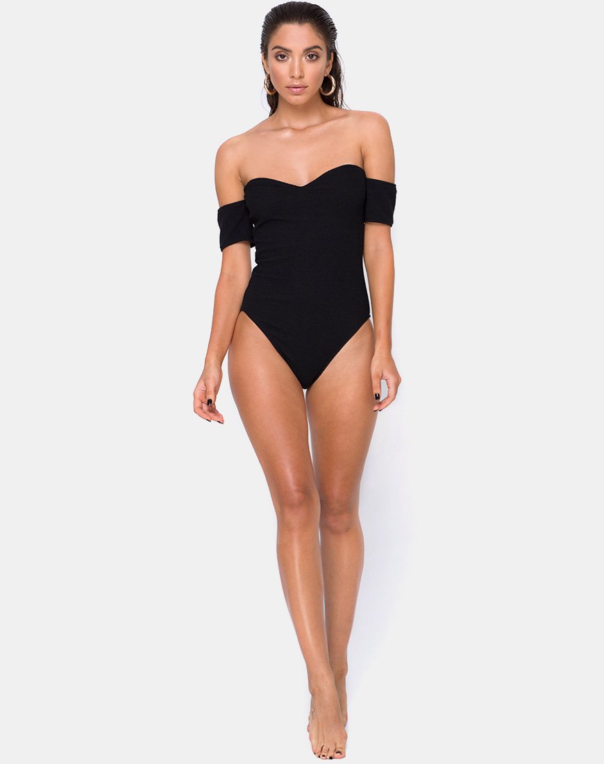 Image de Ona Maillot de bain en côtes froissées Noir