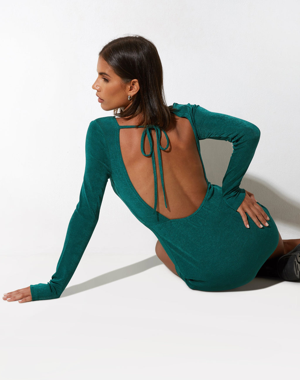Mini robe Onsa en crêpe vert forêt