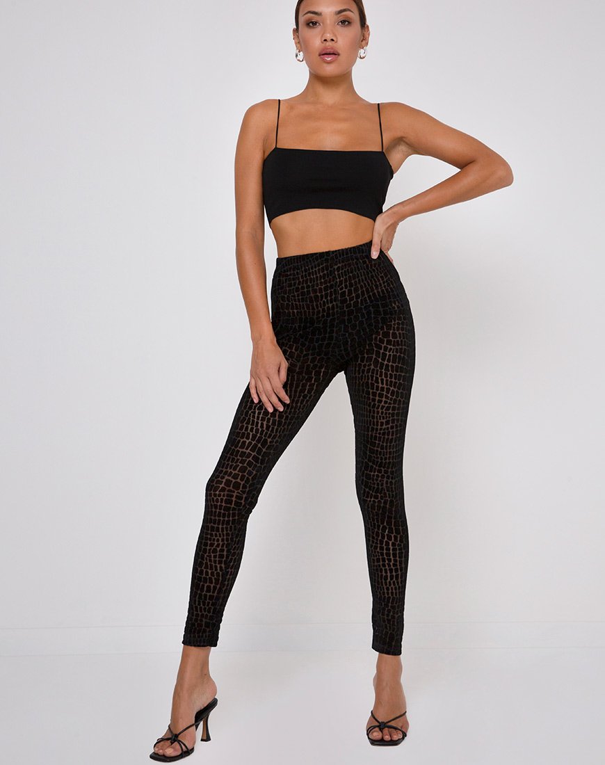Leggings Oria en croc floqué noir
