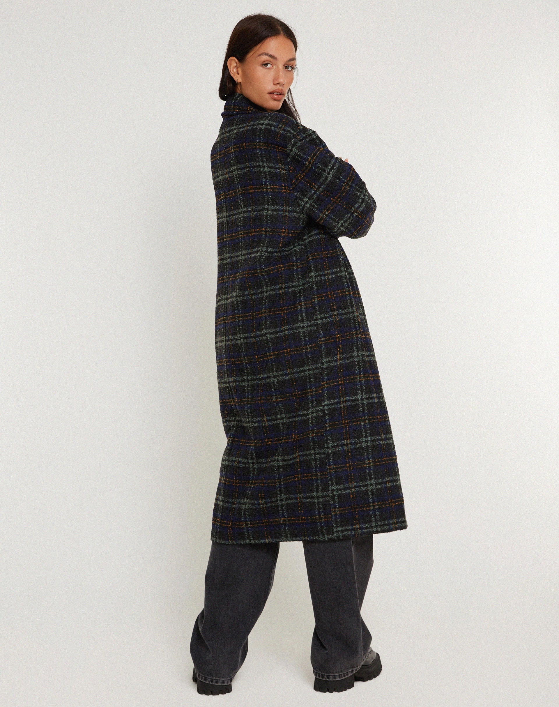 image de Manteau Orlova à carreaux Marine Noir et Marron