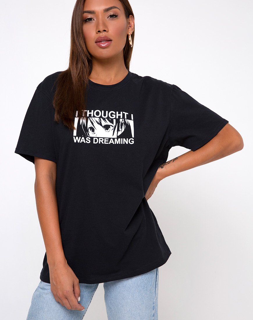 Image de Oversized Basic Tee in I thought I was dreaming Black by Motel