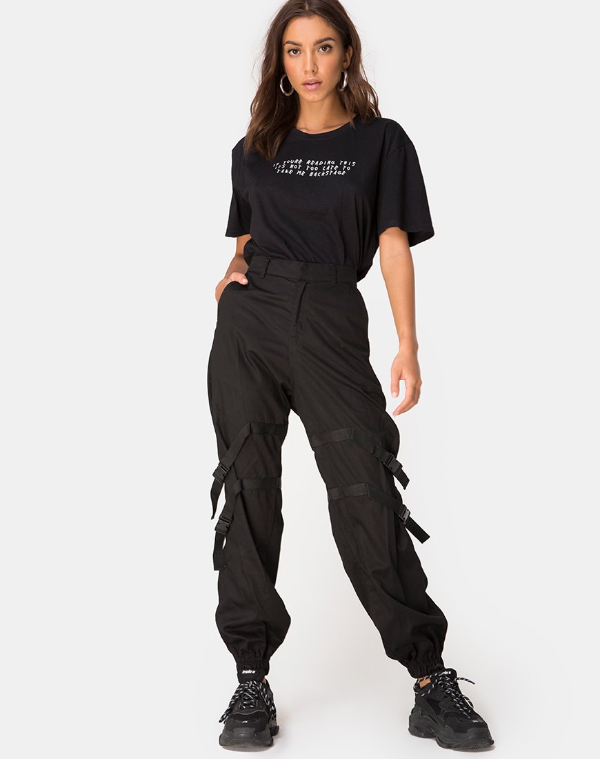 Image de Oversize Black Tee in Black on Tour staff by Motel