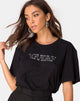 Image de Oversize Black Tee in Black on Tour staff by Motel