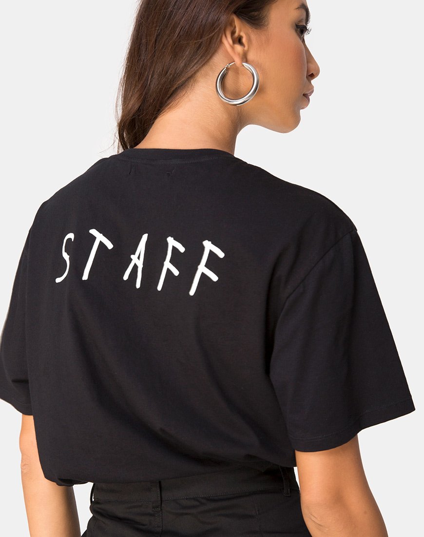 Image de Oversize Black Tee in Black on Tour staff by Motel