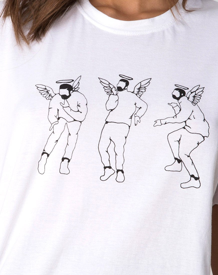Image of Oversize Basic Tee in White with Dancing Drake
