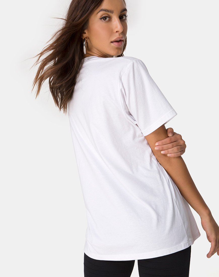 T-shirt basique oversize en blanc avec Dancing Drake