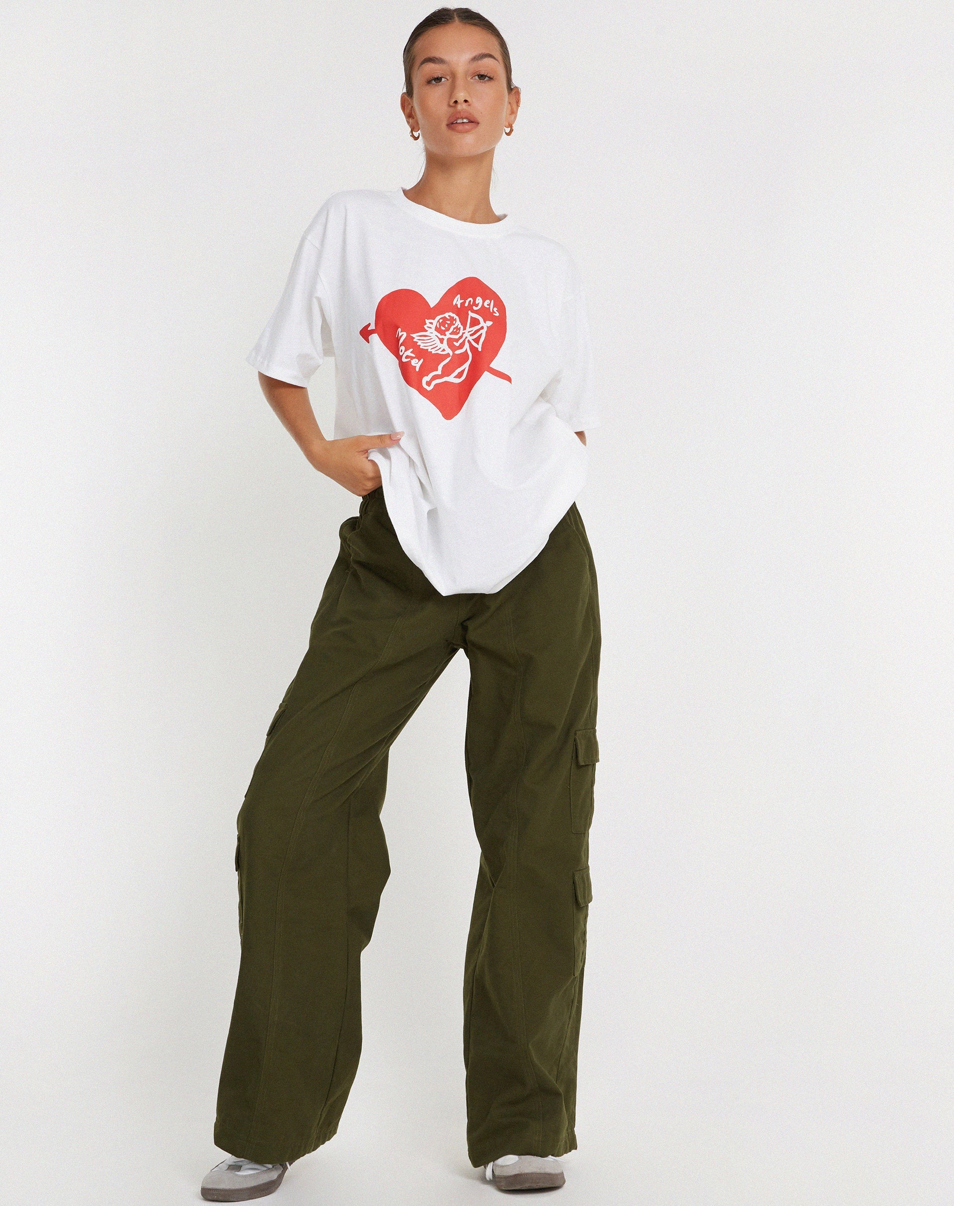 image de Oversize Basic Tee in White Motel Angel