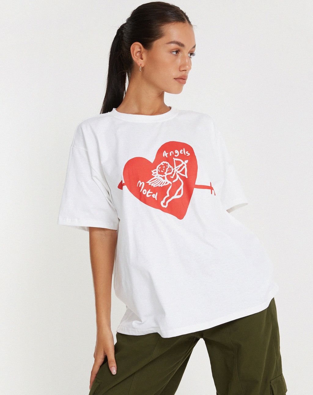 T-shirt basique oversize en blanc Motel Angel