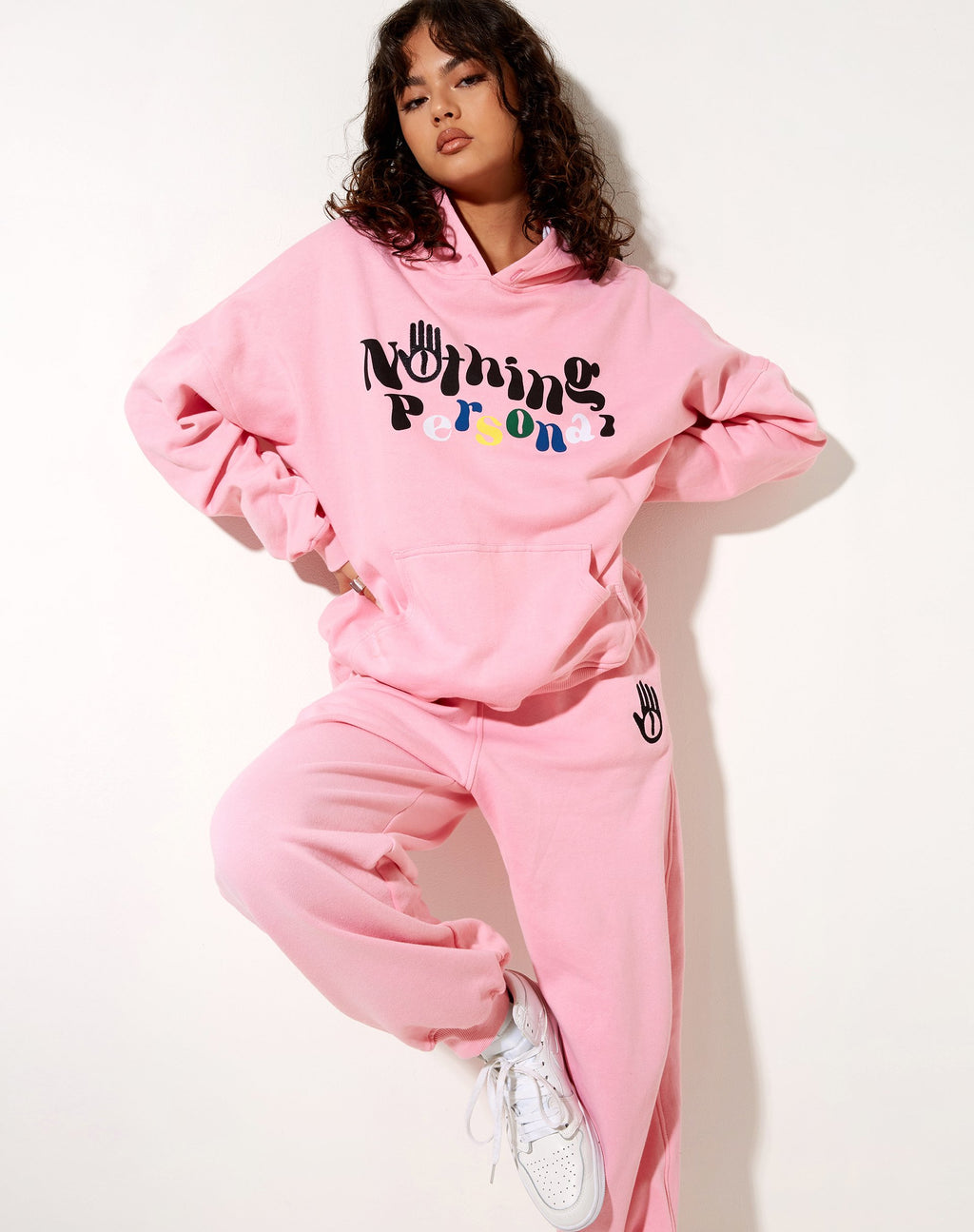 Sweat à capuche oversize en rose pivoine Nothing Personal