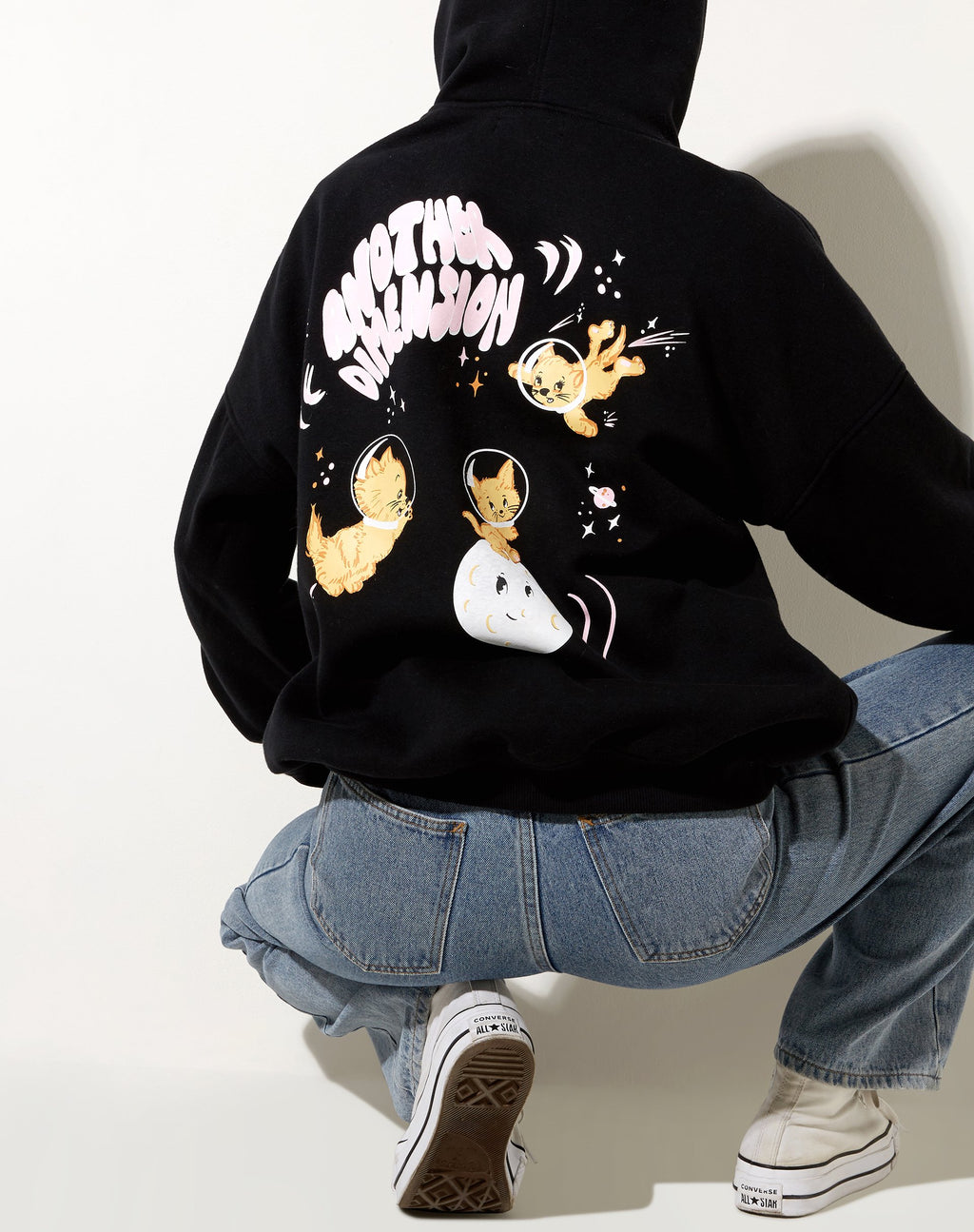 Sweat à capuche oversize en noir Another Dimension