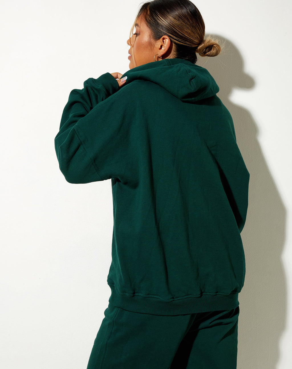 Sweat à capuche oversize en vert bouteille avec broderie Cupidon
