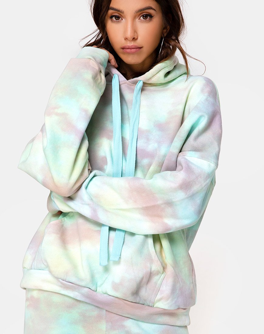 Sweat à capuche oversize en Pastel Tie Dye