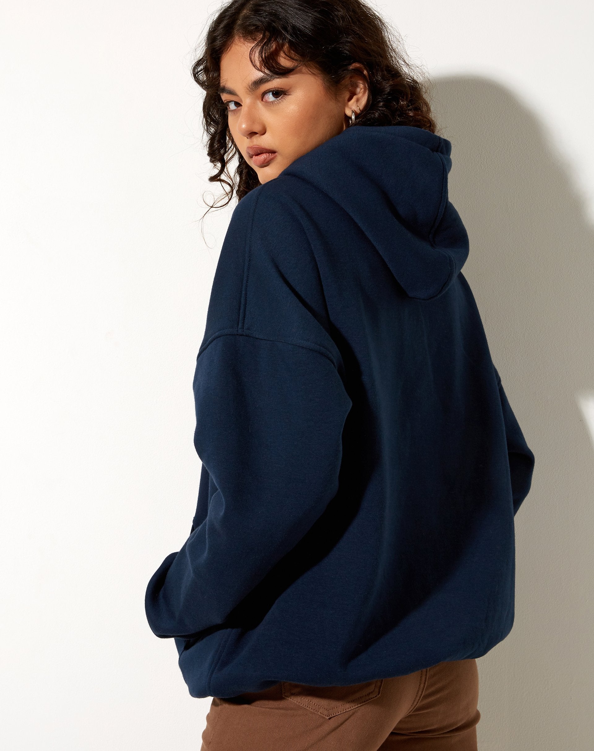 Image of Oversize Hoodie in Navy Pony Club Mix Embro