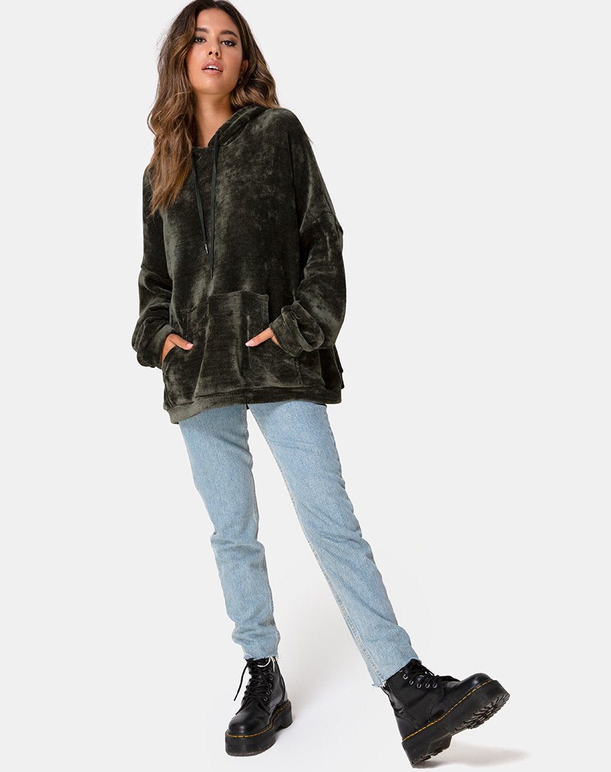 Image de Oversize Hoody en Chenille Olive