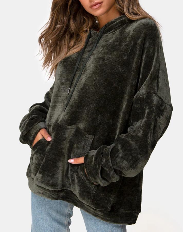 Image de Oversize Hoody en Chenille Olive
