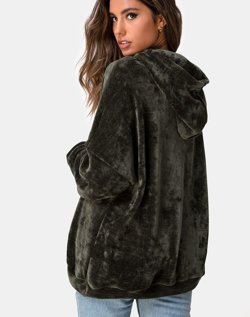 Image de Oversize Hoody en Chenille Olive