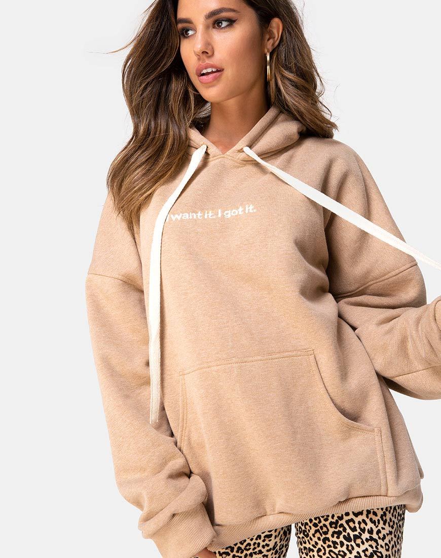 Image de Hoody Oversize en Tan I Want it Embro