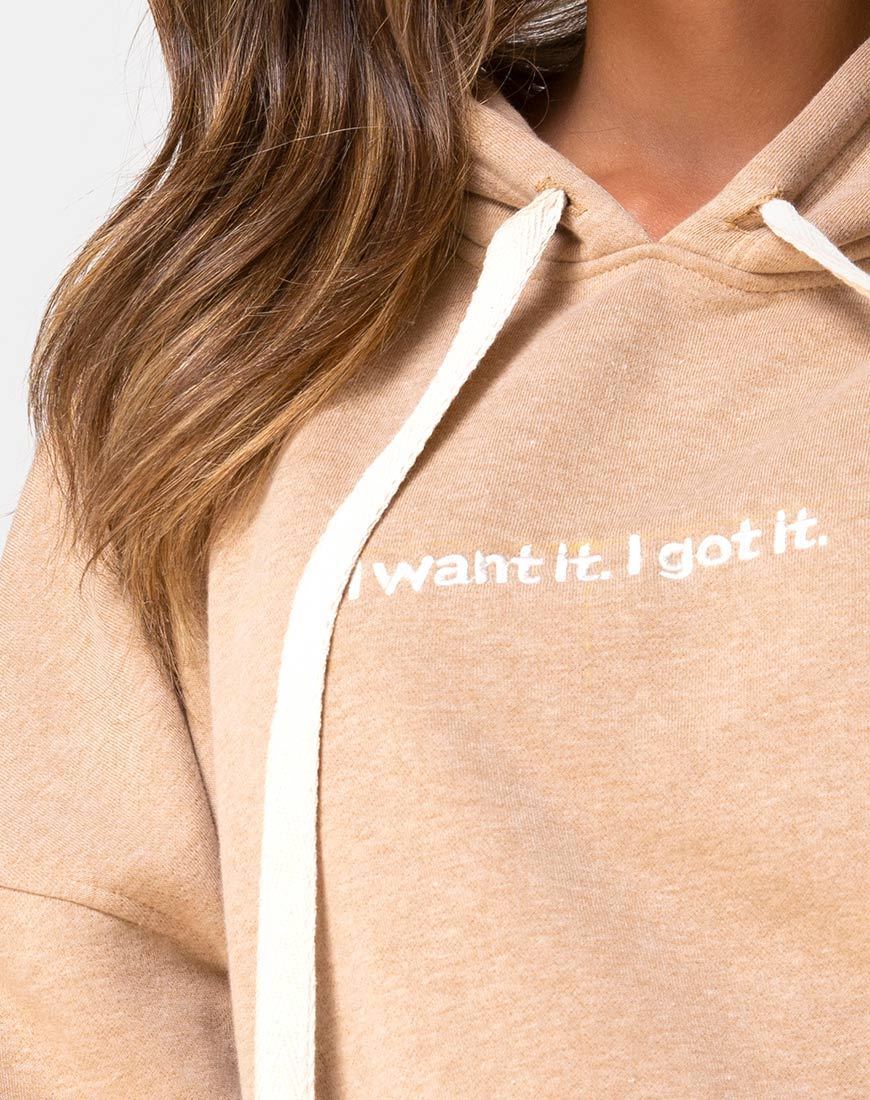 Image de Hoody Oversize en Tan I Want it Embro