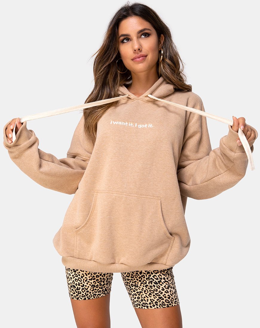Image de Hoody Oversize en Tan I Want it Embro