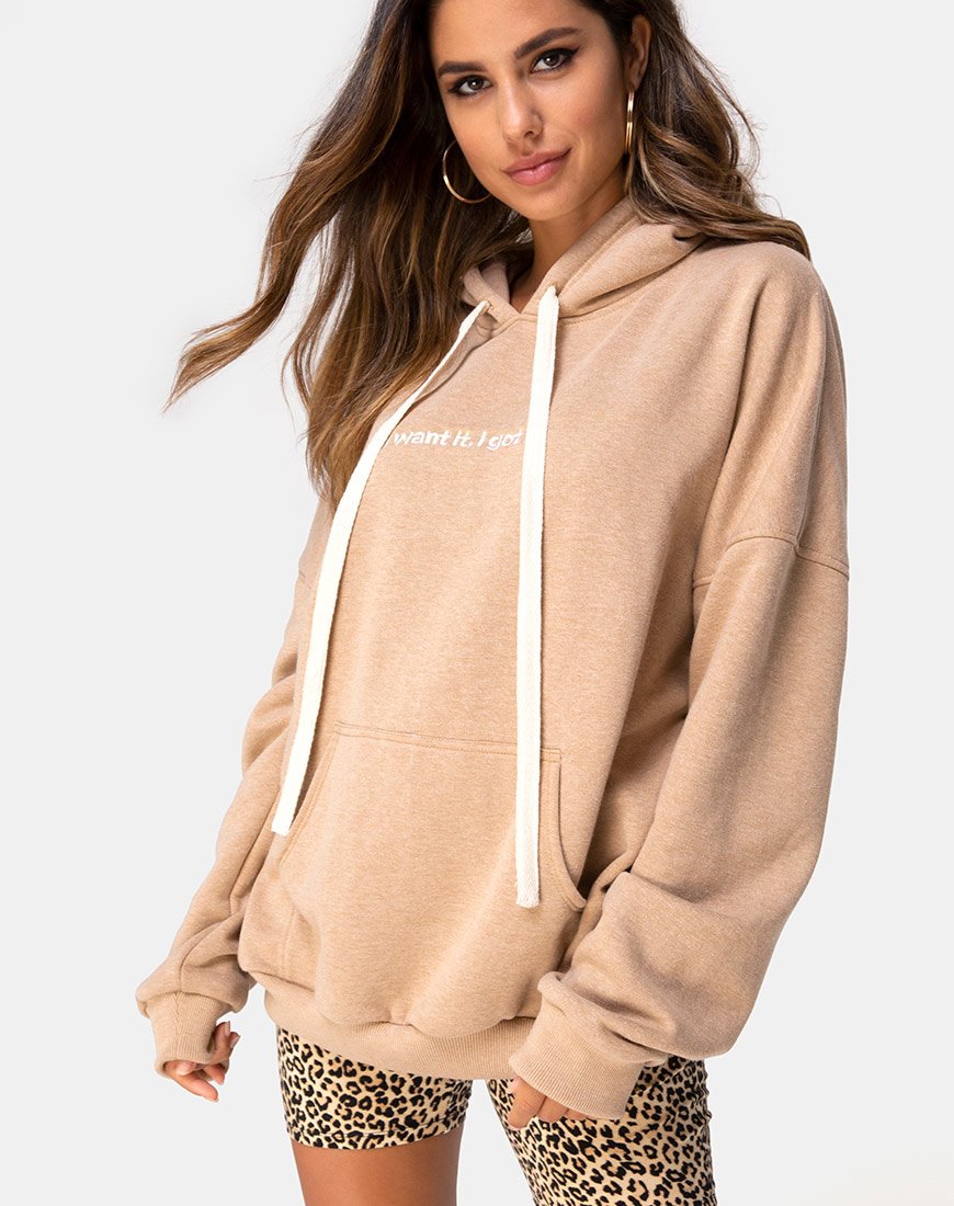 Image de Hoody Oversize en Tan I Want it Embro