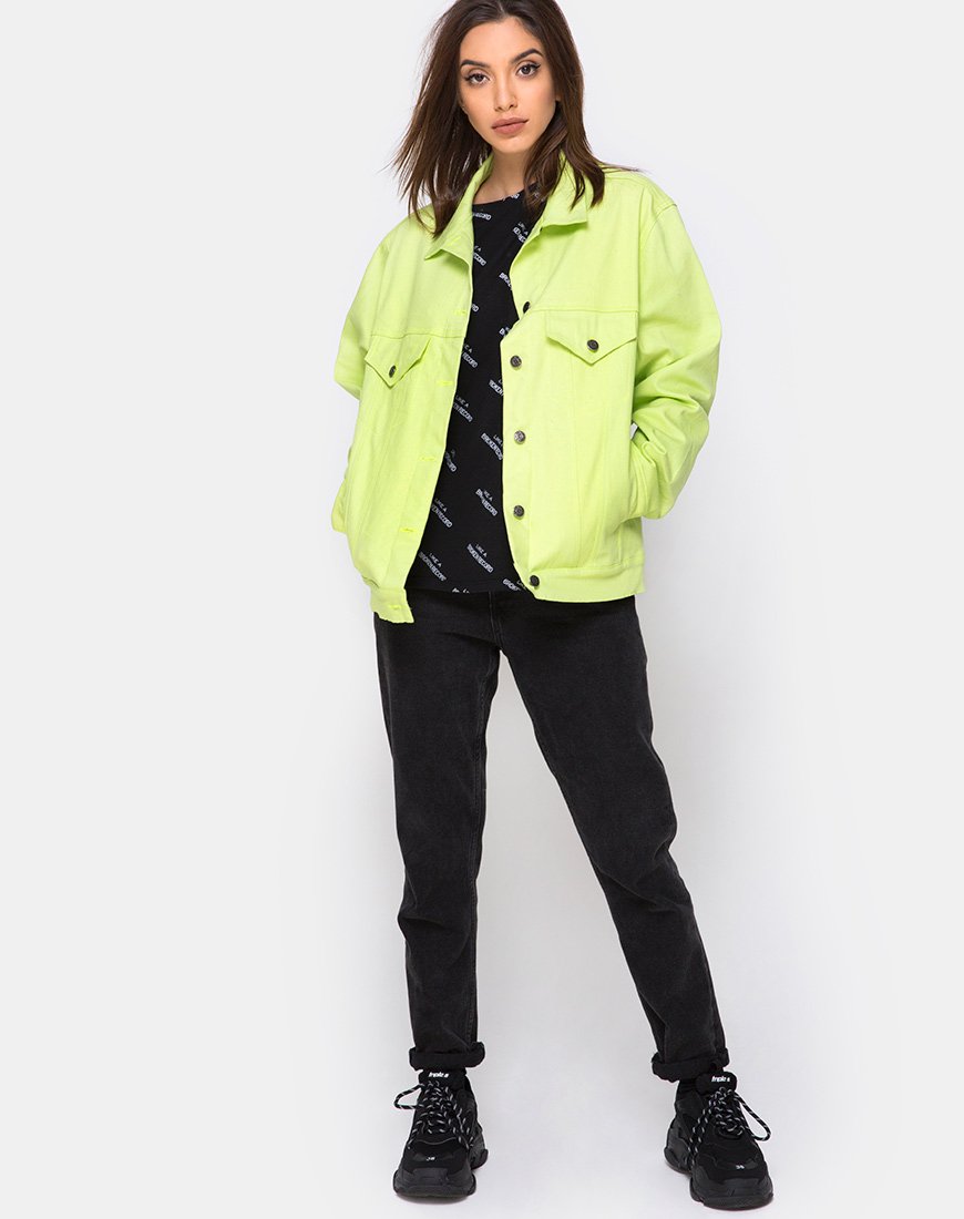 Image de la veste en jean surdimensionnée en citron vert